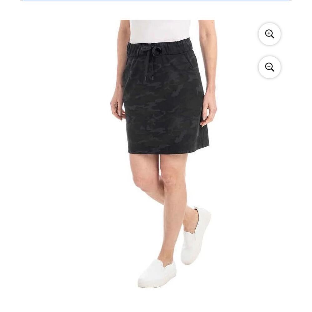 Hilary Radley Black Camo Golf Skirt Pull-On Drawstring Stretch Athleisure Size S